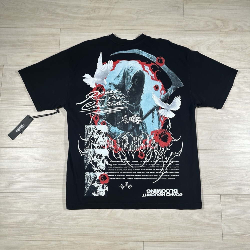 Civil Regime Reaper of Chaos Black Vintage Wash T-Shirt Mens Large NWT